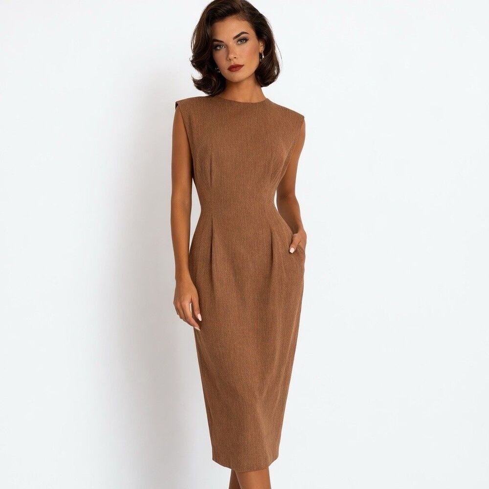 VTG 60s Nelly de Grab Elegant Midi Dress Sz 16 Wiggle Bombshell Fitted